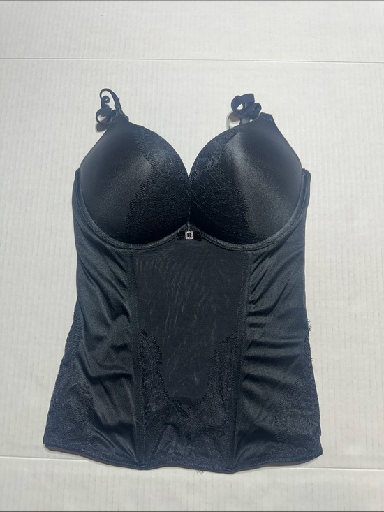 Victoria's Secret Other - Victorias Secret Black Lace-Trim Longline Push-Up Bustier w rhinestone zipper